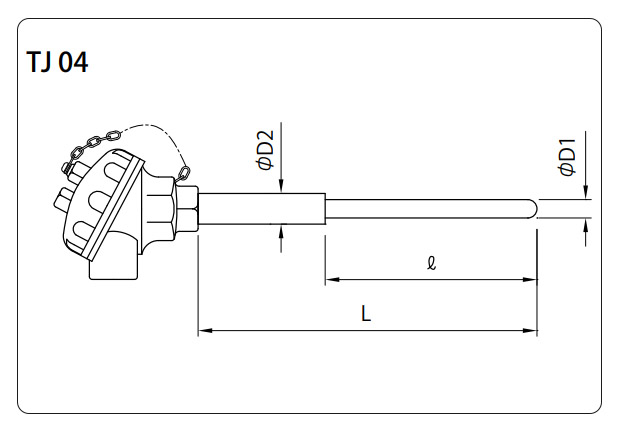 磁性保護管型熱電対標準型式（TJ04）